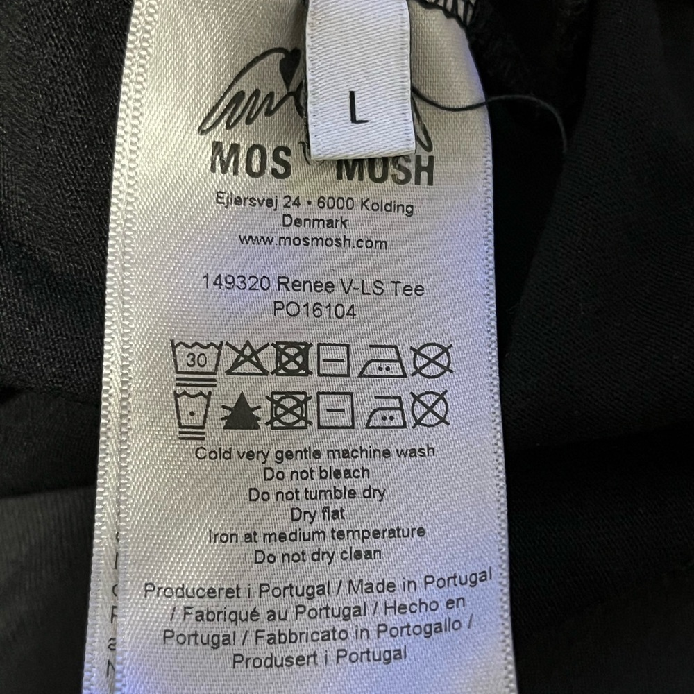 Mos Mosh Renee V-Neck Long Sleeve Black Tee - Picture 7 of 9